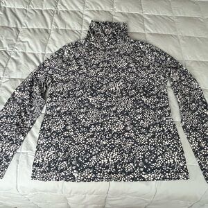 J. Crew Black and White Floral Jersey Top